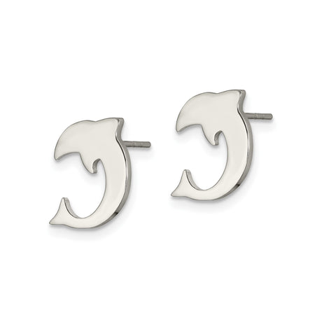 Stainless Steel Dolphin Stud Earrings, Minimalist Ocean Animal Design for Women and Girls