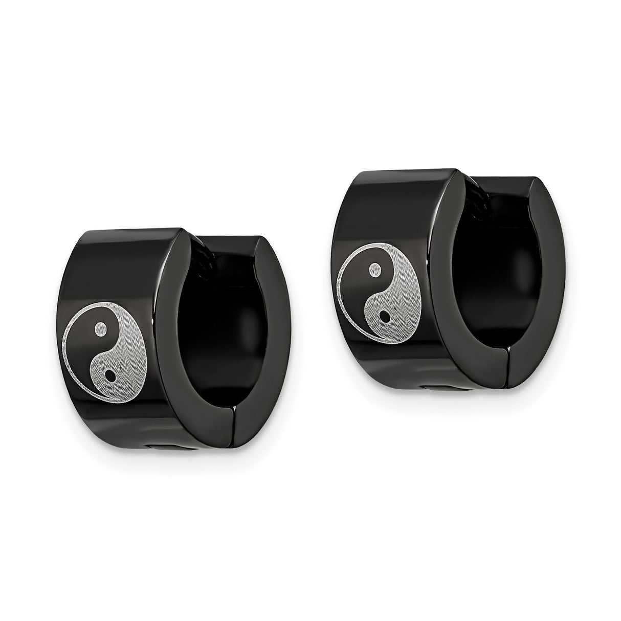 316 Stainless Steel Hoop Earrings, Yin Yang Symbol, Taoist Balance Design, Unisex Huggie Style