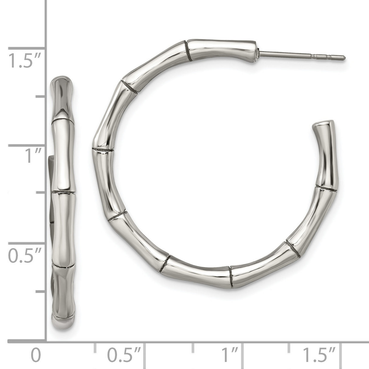 Stainless Steel Hoop Earrings, Bamboo-Inspired Lightweight Design, Hypoallergenic Jewelry