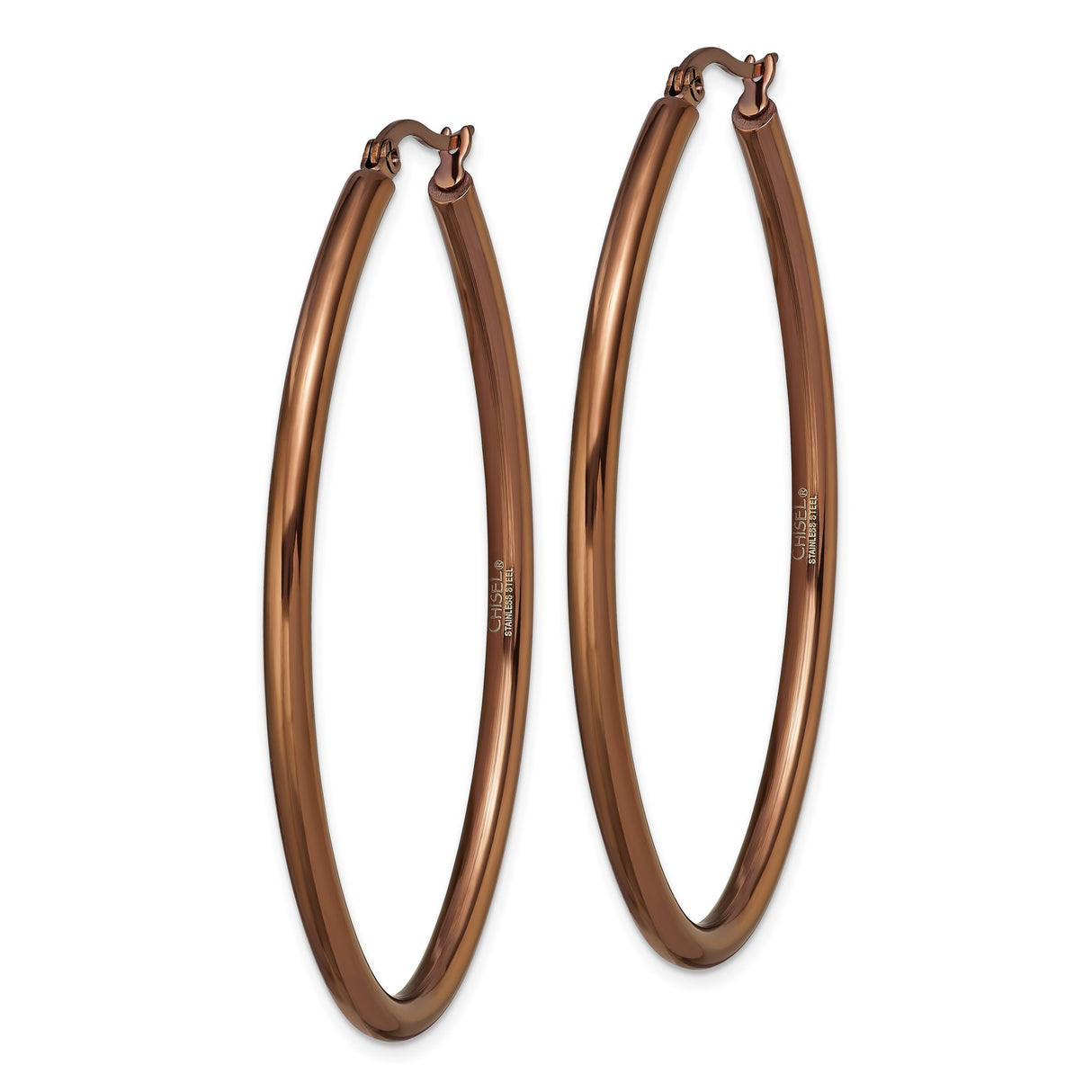 Stainless Steel Rose Gold-Tone Oval Hoop Earrings, Sleek Minimalist Design for Women