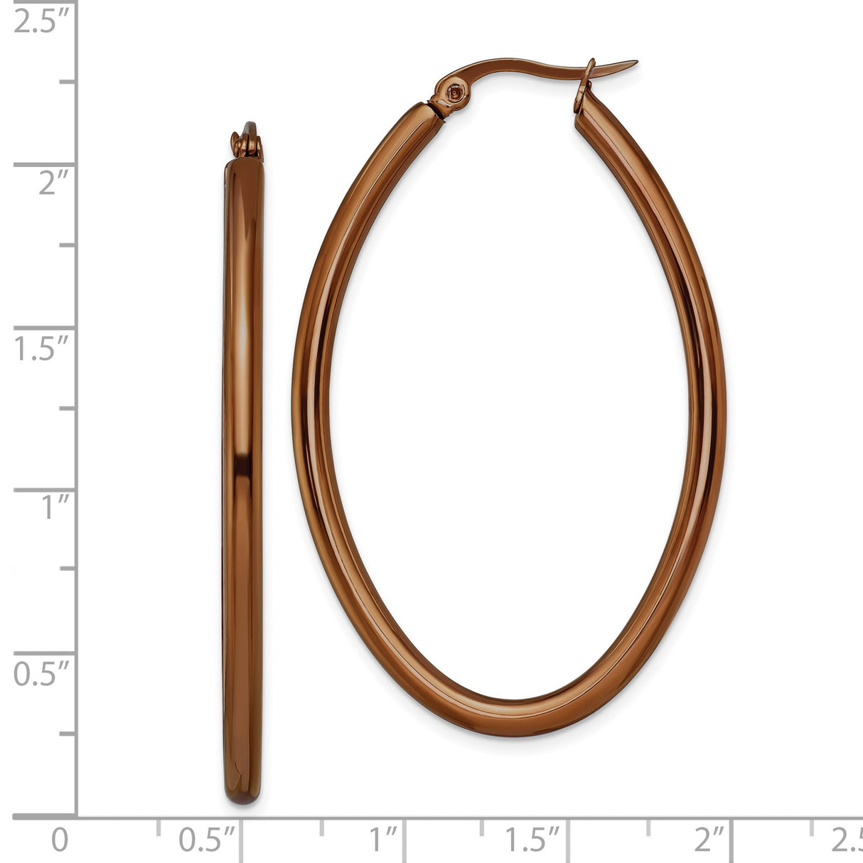 Stainless Steel Oval Hoop Earrings, Polished Rose Gold Tone, Modern Minimalist Design for Women