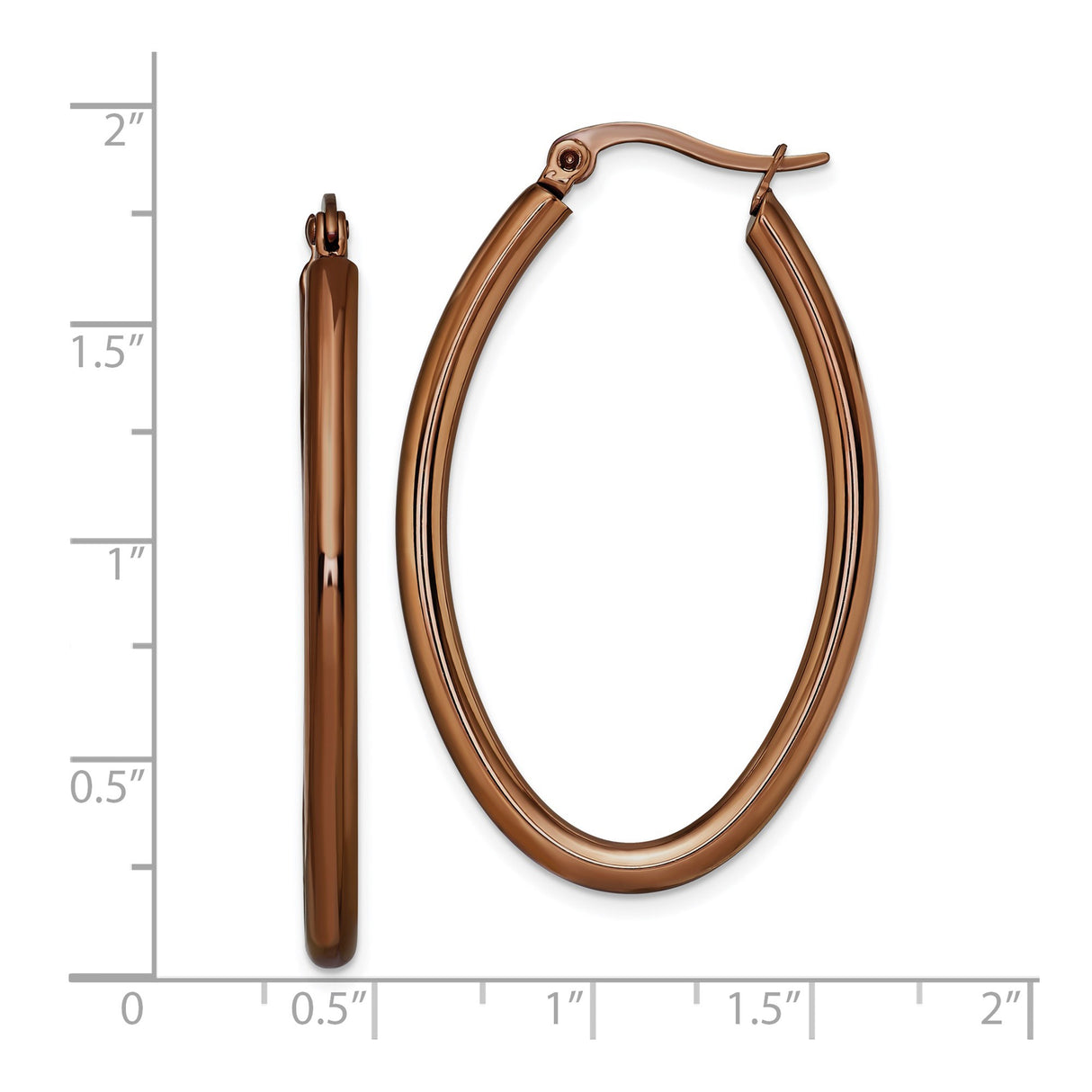 Stainless Steel Hoop Earrings, Rose Gold Oval Hoops with Polished Finish, Minimalist Lightweight Design