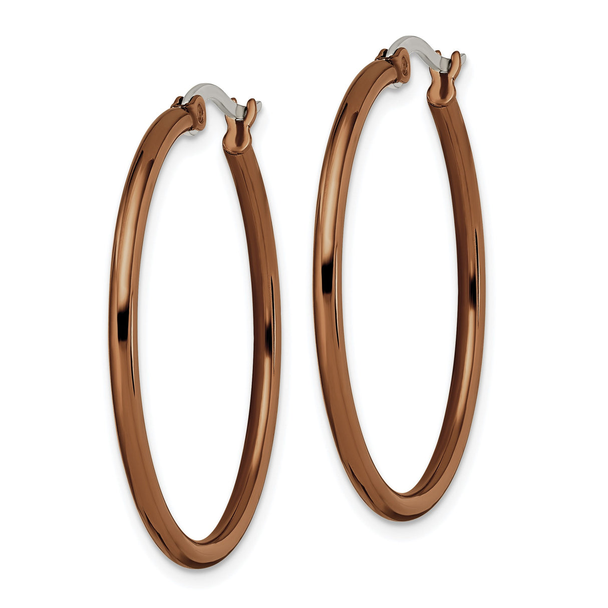 316 Stainless Steel Hoop Earrings, Polished Brown Finish, Minimalist Contemporary Style