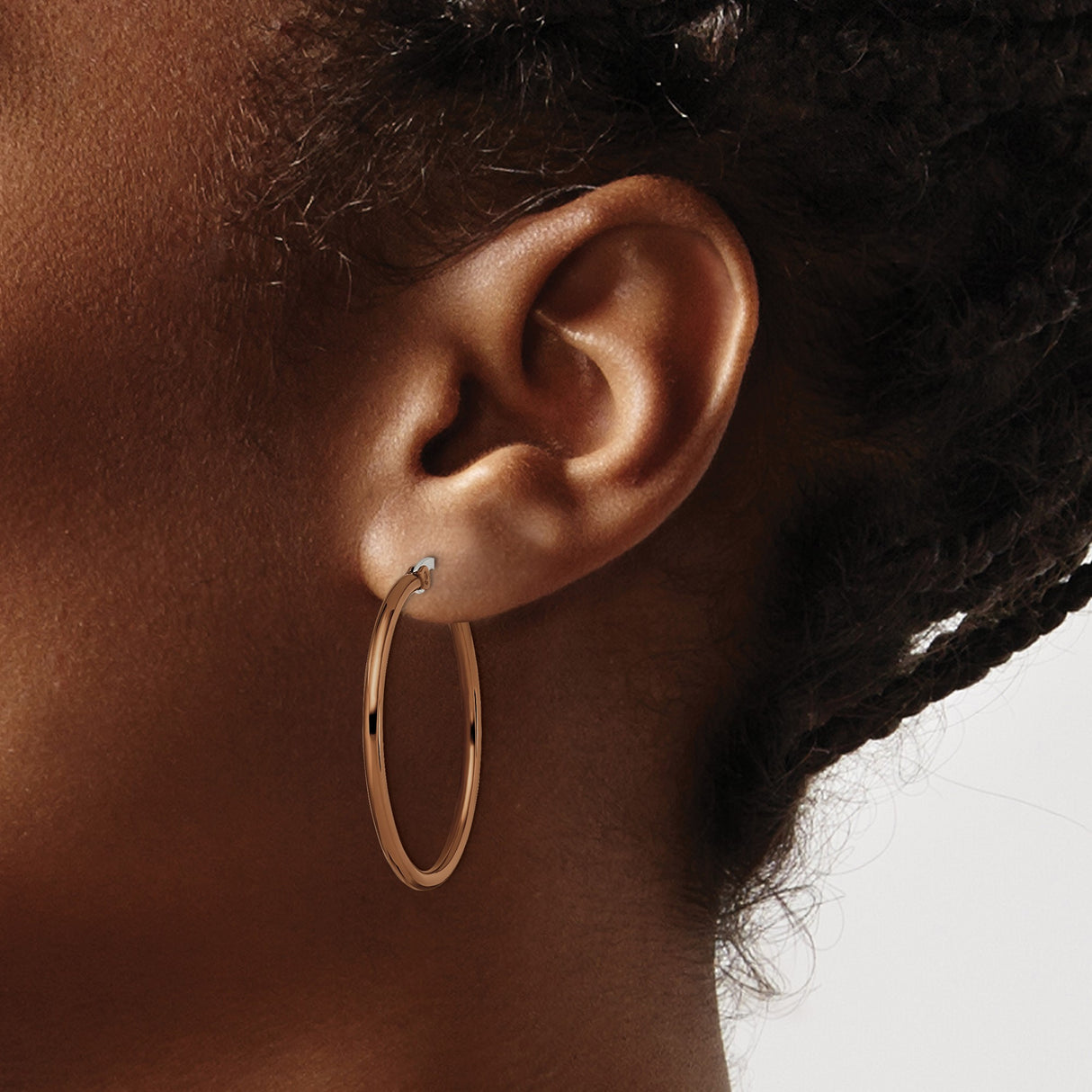 316 Stainless Steel Hoop Earrings, Polished Brown Finish, Minimalist Contemporary Style