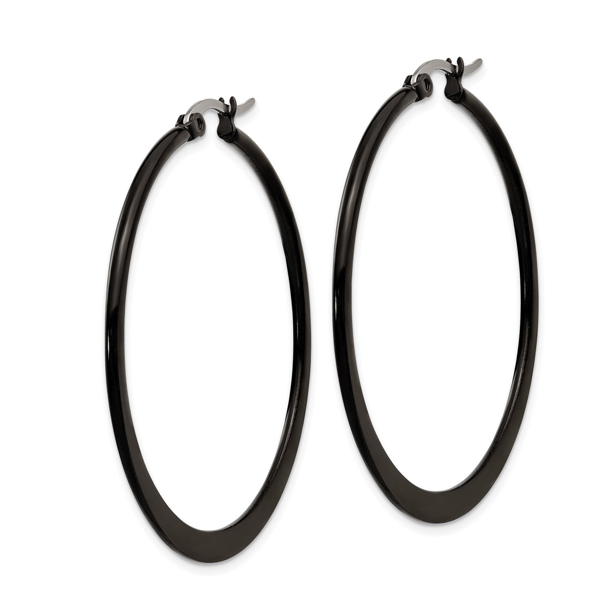 316 Stainless Steel Hoop Earrings, Black Polished Finish, Minimalist Unisex Design