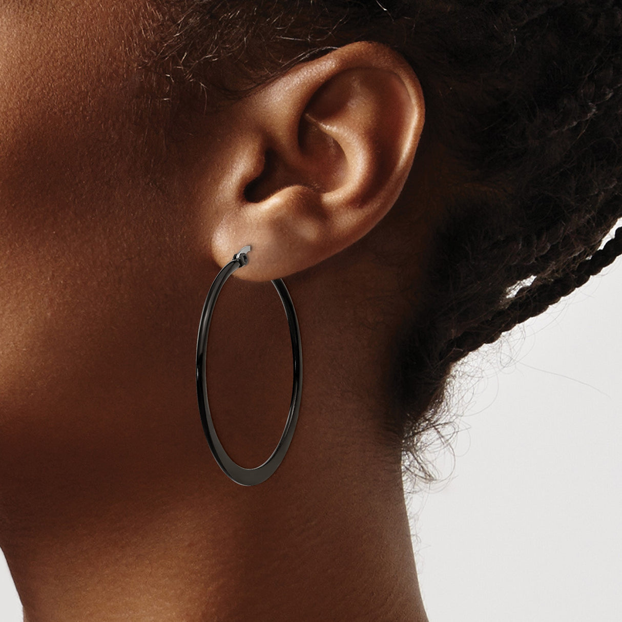 316 Stainless Steel Hoop Earrings, Black Polished Finish, Minimalist Unisex Design