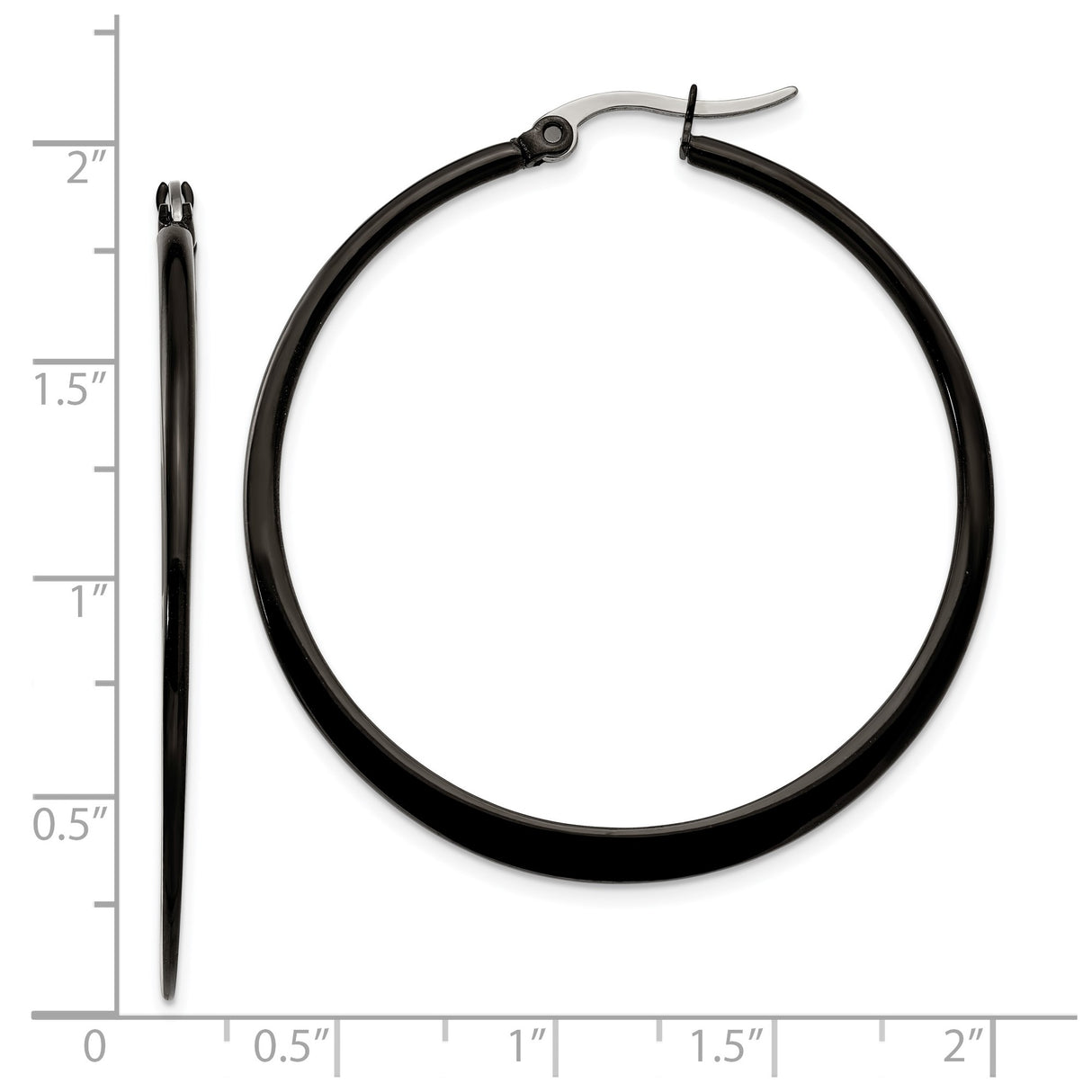 316 Stainless Steel Hoop Earrings, Black Polished Finish, Minimalist Unisex Design