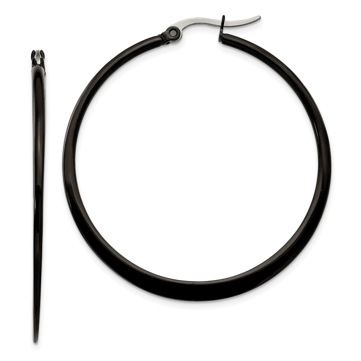 316 Stainless Steel Hoop Earrings, Black Polished Finish, Minimalist Unisex Design