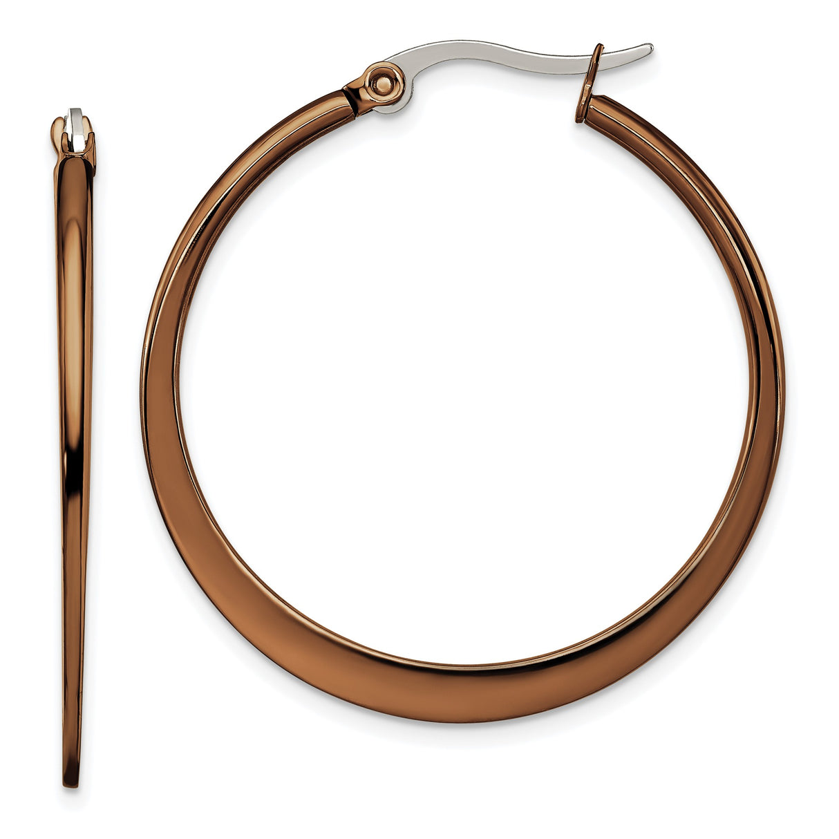 316 Stainless Steel Hoop Earrings, Polished Rose Gold Minimalist Style for Women