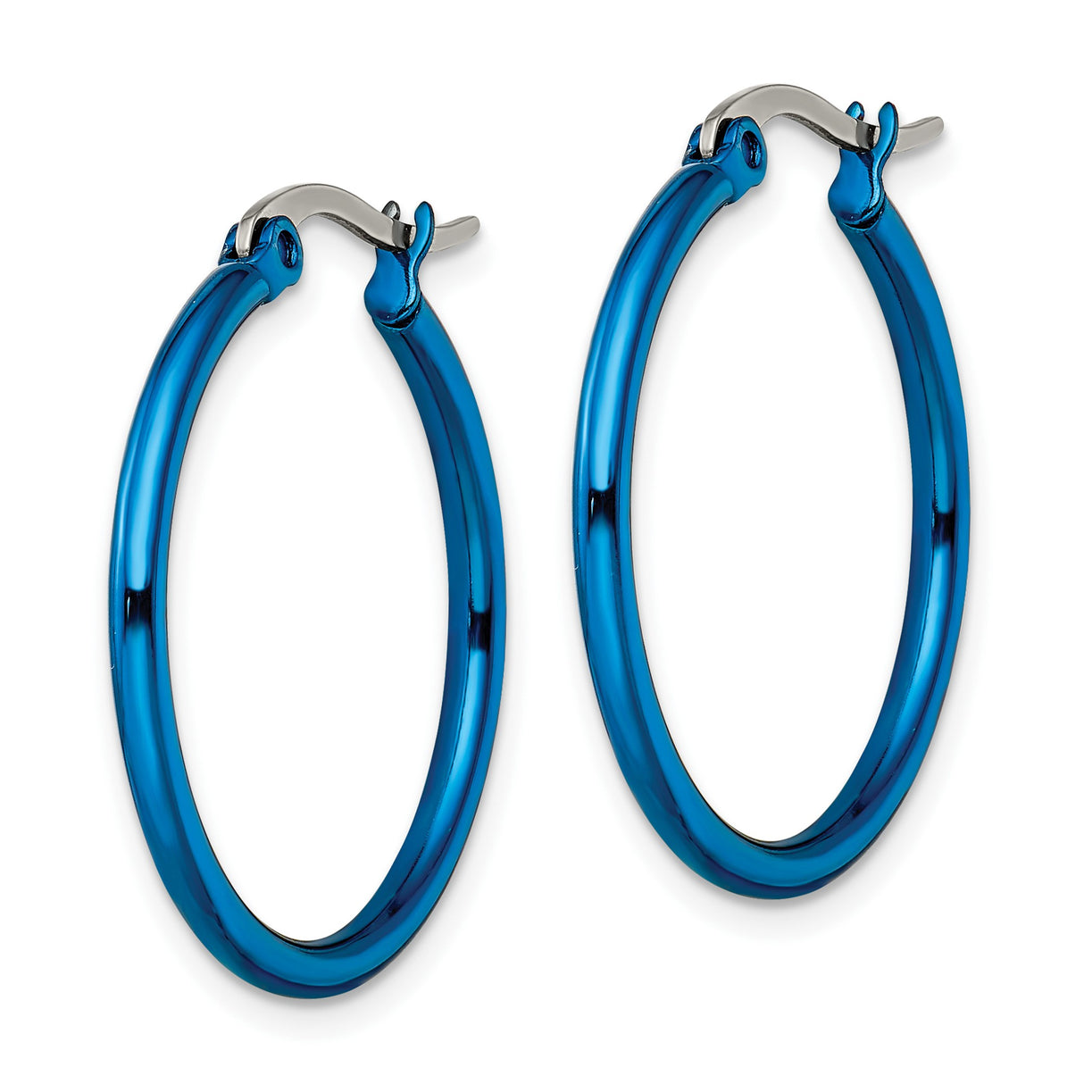 316 Stainless Steel Hoop Earrings, Blue Polished Finish, Minimalist Style for Men and Women