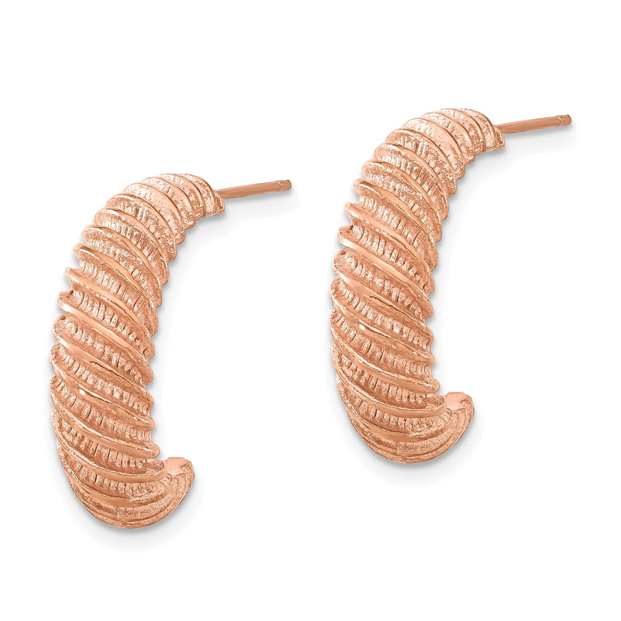 Stainless Steel Twist Hoop Earrings with Rose Gold-Tone Textured Rope Design for Women