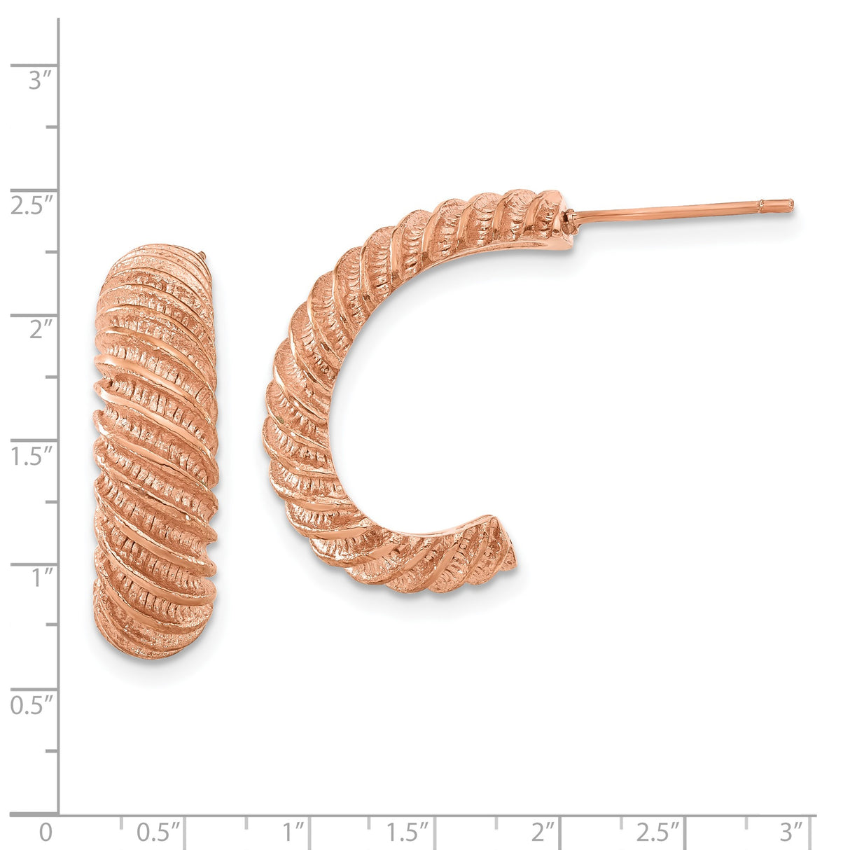 Stainless Steel Twist Hoop Earrings with Rose Gold-Tone Textured Rope Design for Women