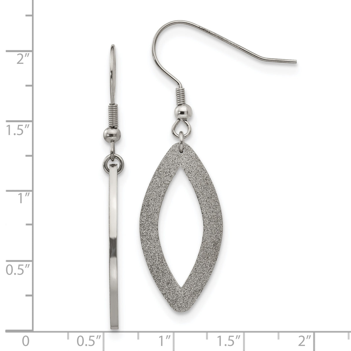 Stainless Steel Dangle Earrings with Marquise Open Design and Ichthys Faith Symbol