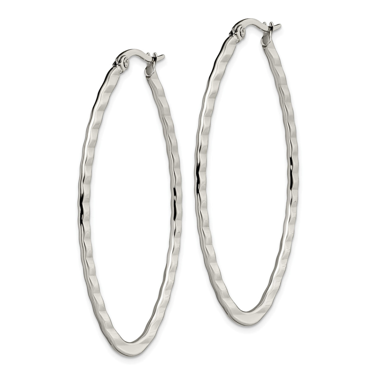 Stainless Steel Oval Hoop Earrings, Twisted Lightweight Modern Minimalist Design