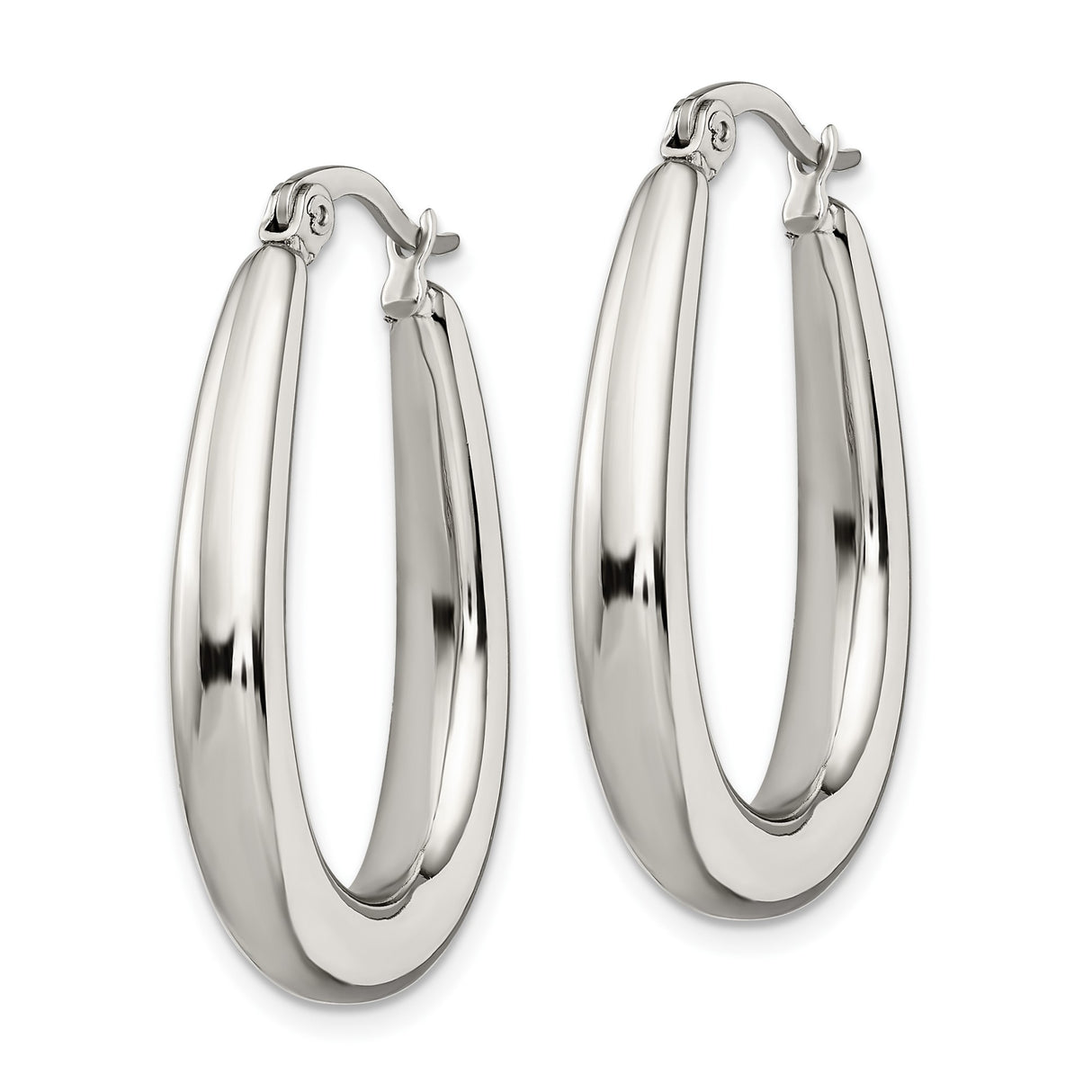 Stainless Steel Teardrop Hoop Earrings, Sleek Modern Lightweight Design for Women