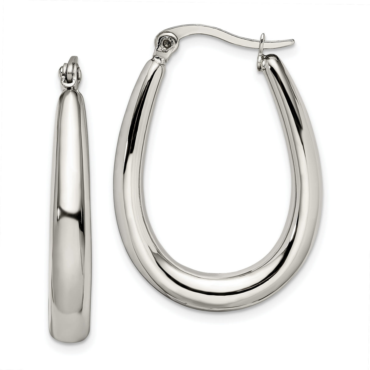 Stainless Steel Teardrop Hoop Earrings, Sleek Modern Lightweight Design for Women