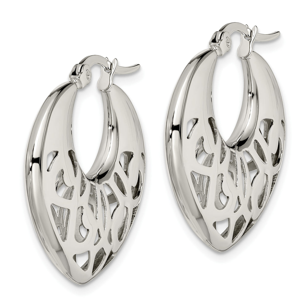 Stainless Steel Hoop Earrings with Mandala Cutout Design, Boho Floral Style for Women