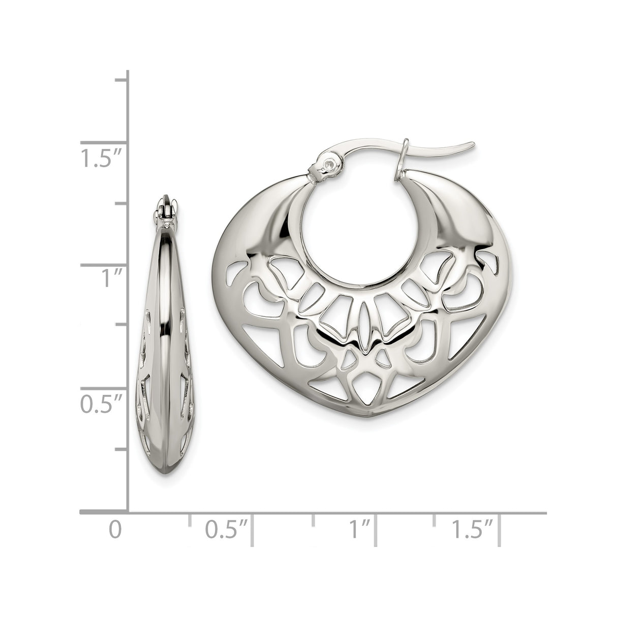 Stainless Steel Hoop Earrings with Mandala Cutout Design, Boho Floral Style for Women