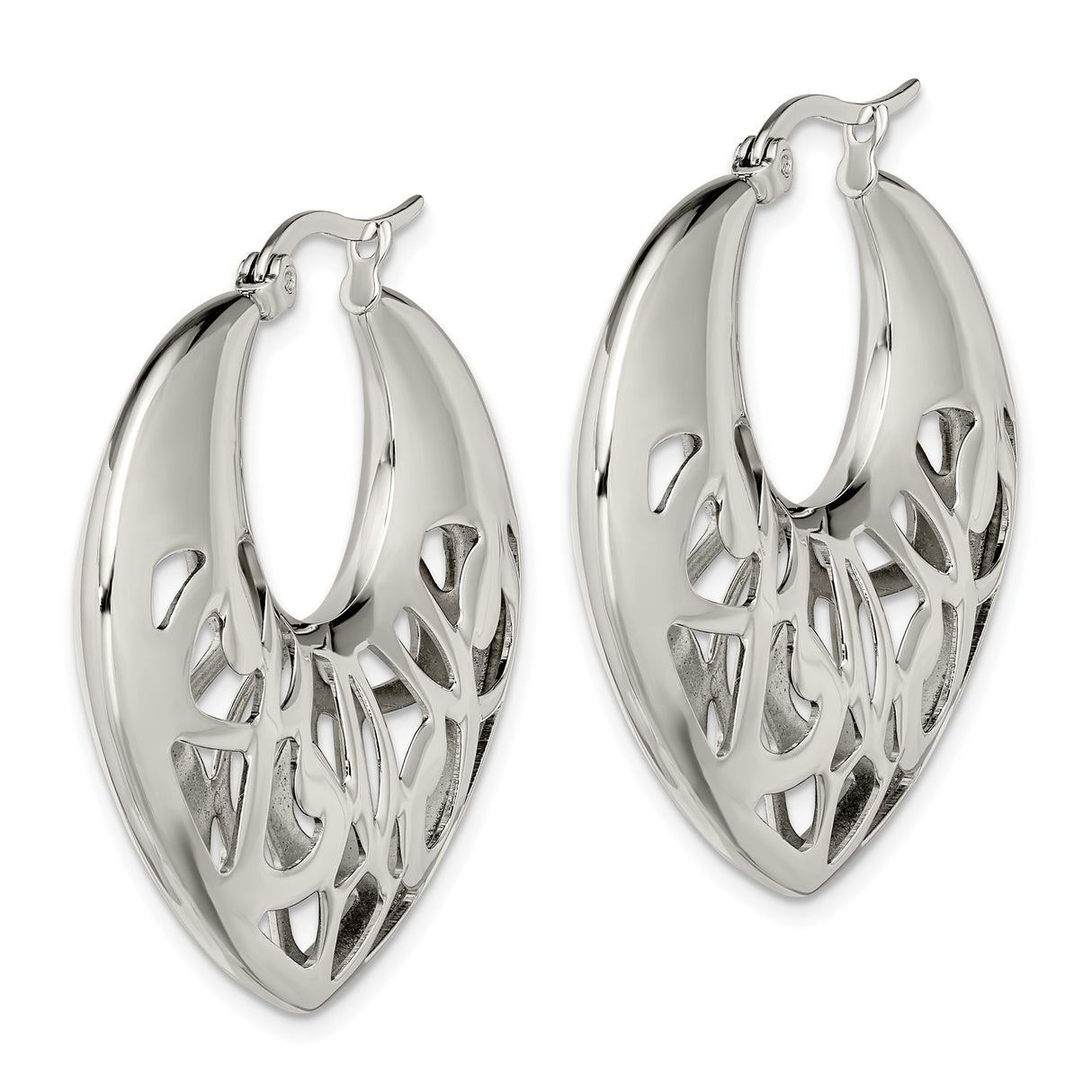 Stainless Steel Hoop Earrings with Openwork Celtic Cutout Design, Boho Tribal Style