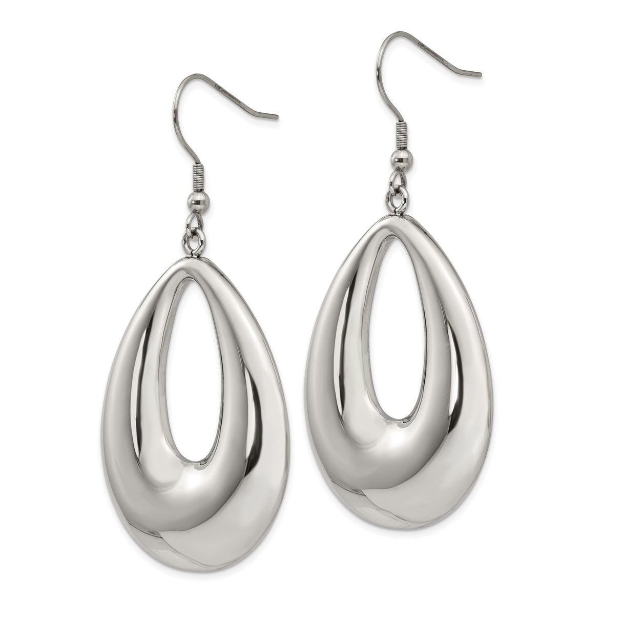 Stainless Steel Teardrop Dangle Earrings with Hollow Center, Modern Minimalist Style for Women