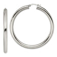 Stainless Steel Hoop Earrings, Classic Round Polished Silver Tone Minimalist Design for Women
