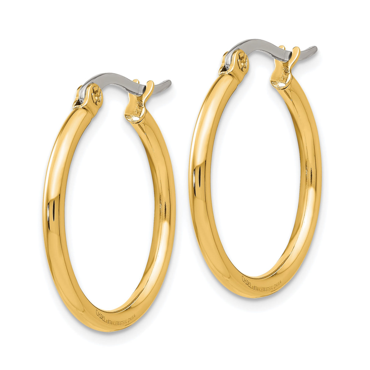 316 Stainless Steel Hoop Earrings, Gold Tone, Classic Round Polished Design, Minimalist Style