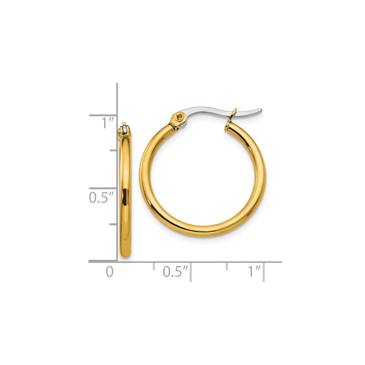 316 Stainless Steel Hoop Earrings, Gold Tone, Classic Round Polished Design, Minimalist Style