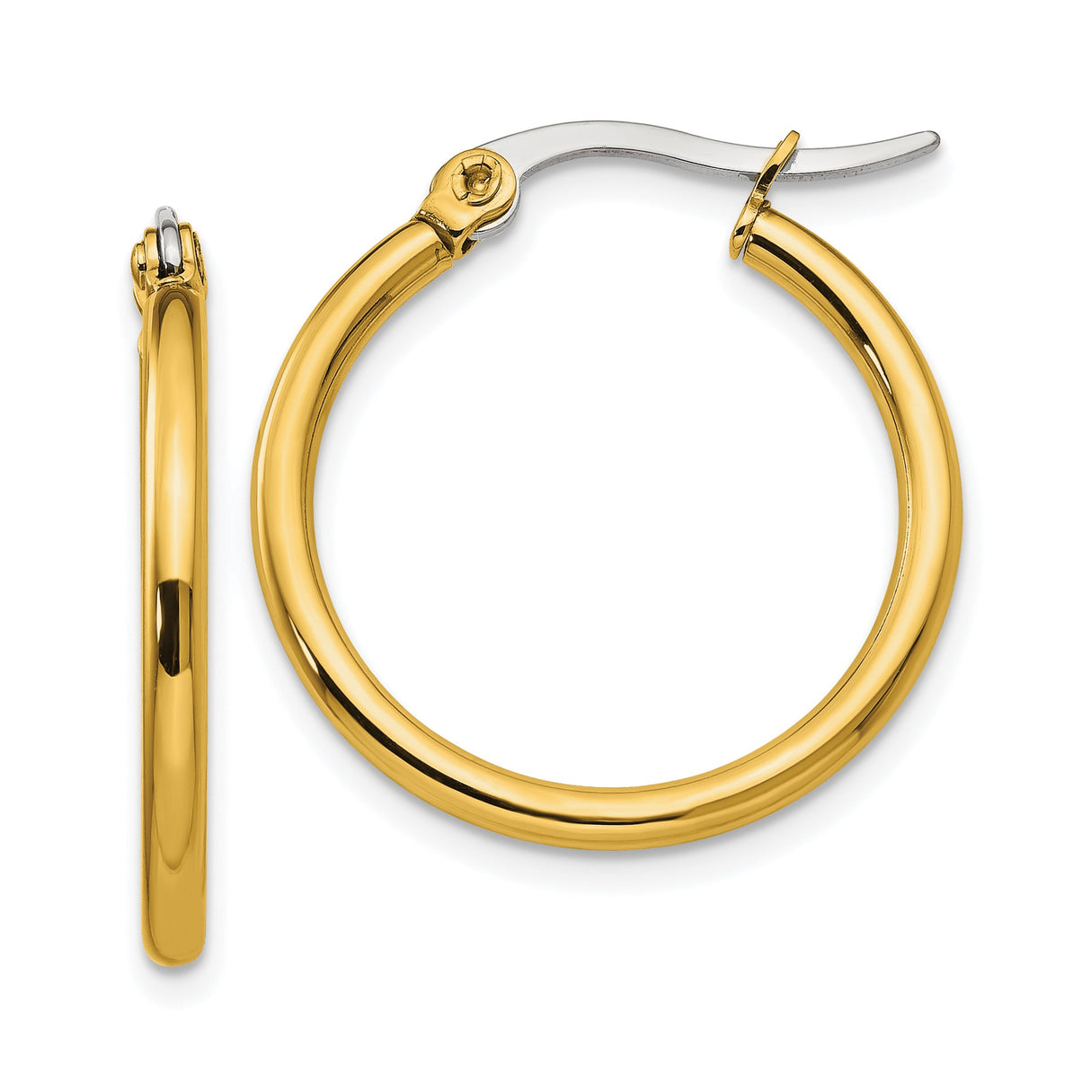 316 Stainless Steel Hoop Earrings, Gold Tone, Classic Round Polished Design, Minimalist Style