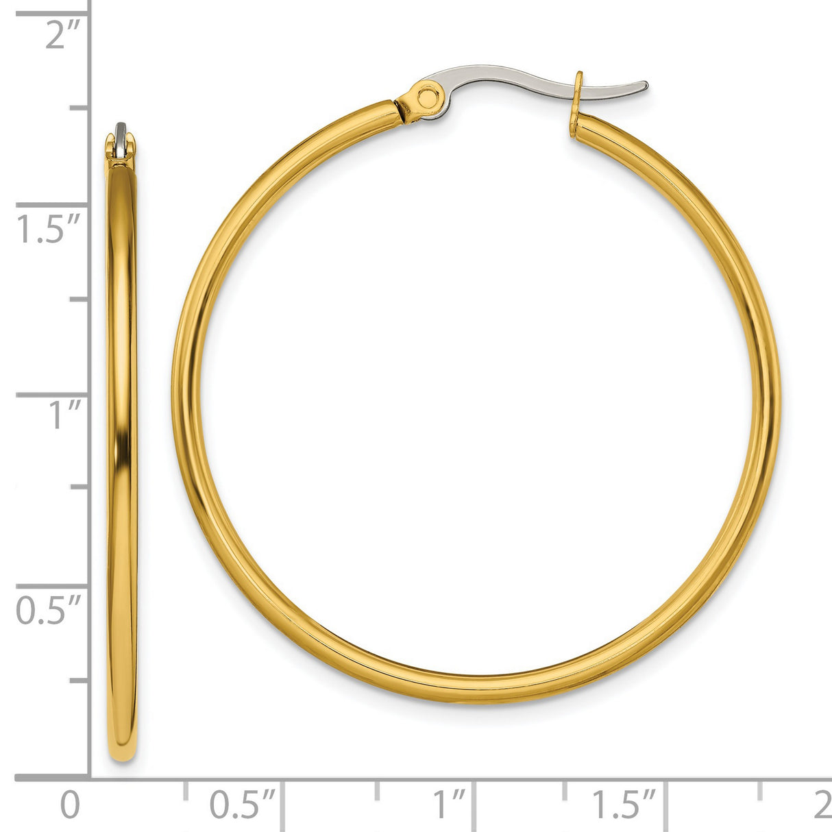 Stainless Steel Hoop Earrings, Gold Tone, Classic Round Polished Design for Women