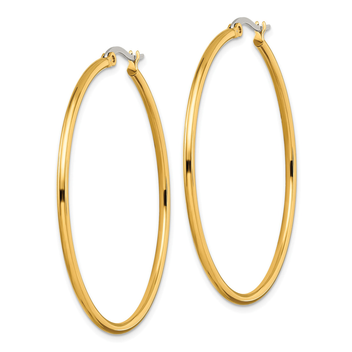 316 Stainless Steel Hoop Earrings, Gold Tone Polished Round Design with Latch Back Closure
