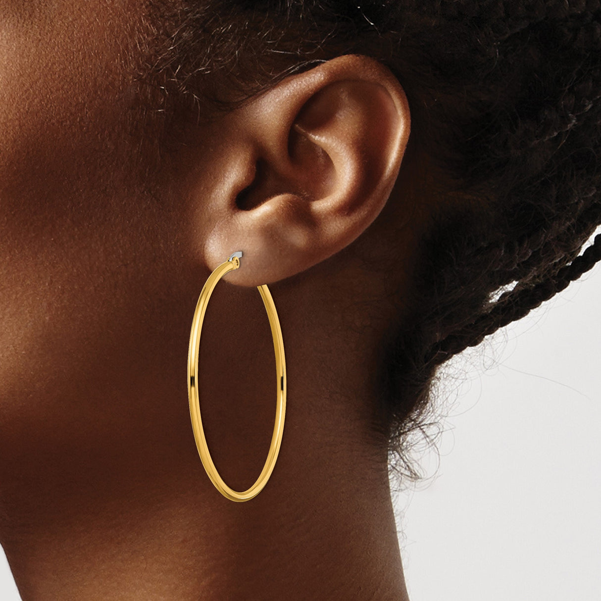 316 Stainless Steel Hoop Earrings, Gold Tone Polished Round Design with Latch Back Closure