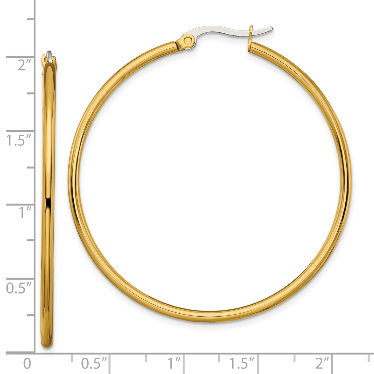 316 Stainless Steel Hoop Earrings, Gold Tone Polished Round Design with Latch Back Closure