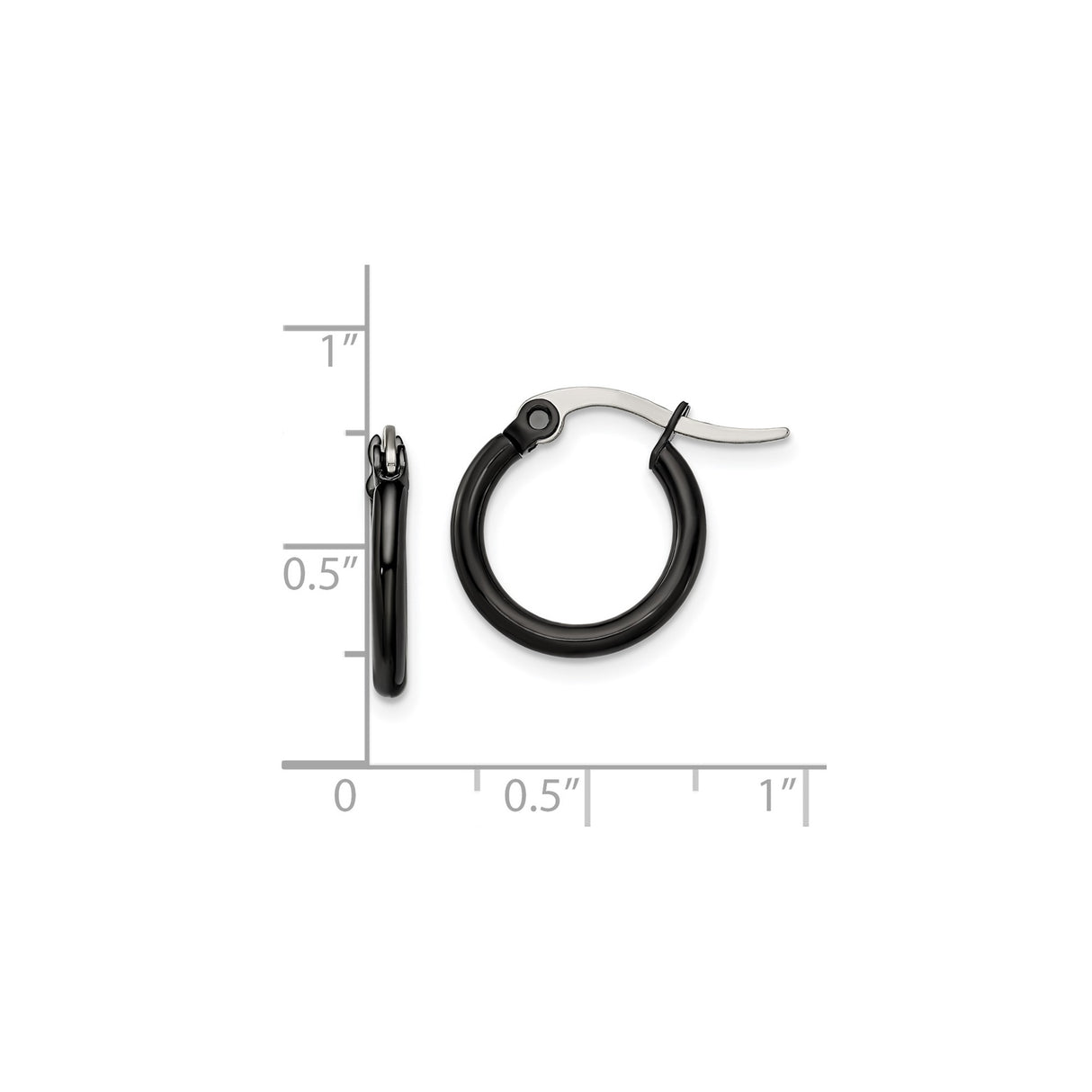 Stainless Steel Hoop Earrings, Black Polished Finish, Sleek Modern Unisex Style