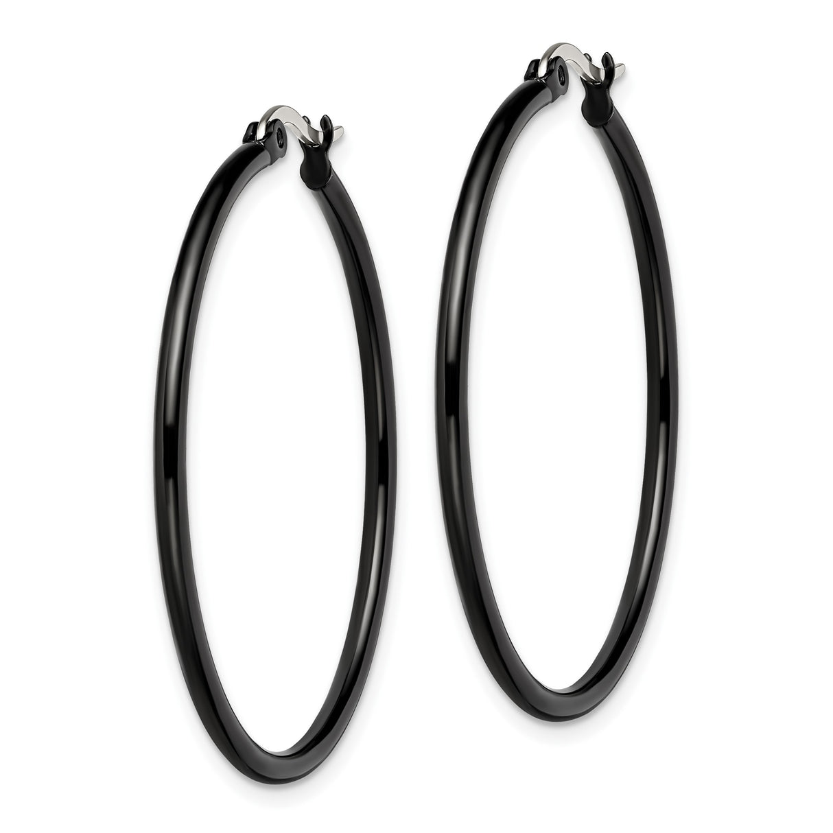 Stainless Steel Hoop Earring, Sleek Minimalist Black Design, Unisex Contemporary Style