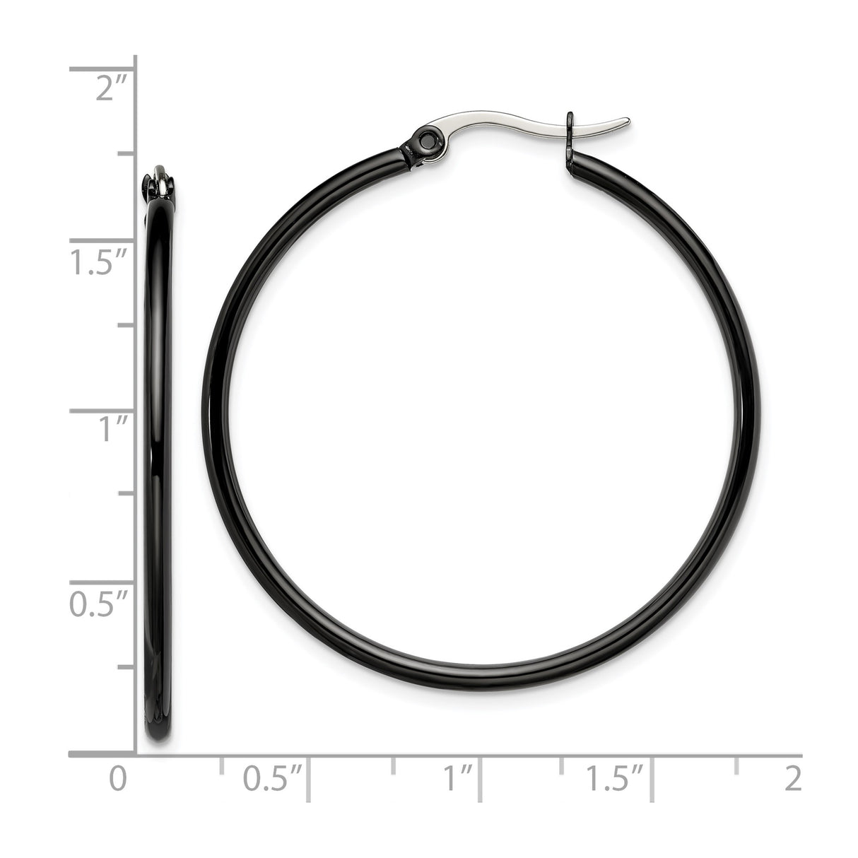 Stainless Steel Hoop Earring, Sleek Minimalist Black Design, Unisex Contemporary Style