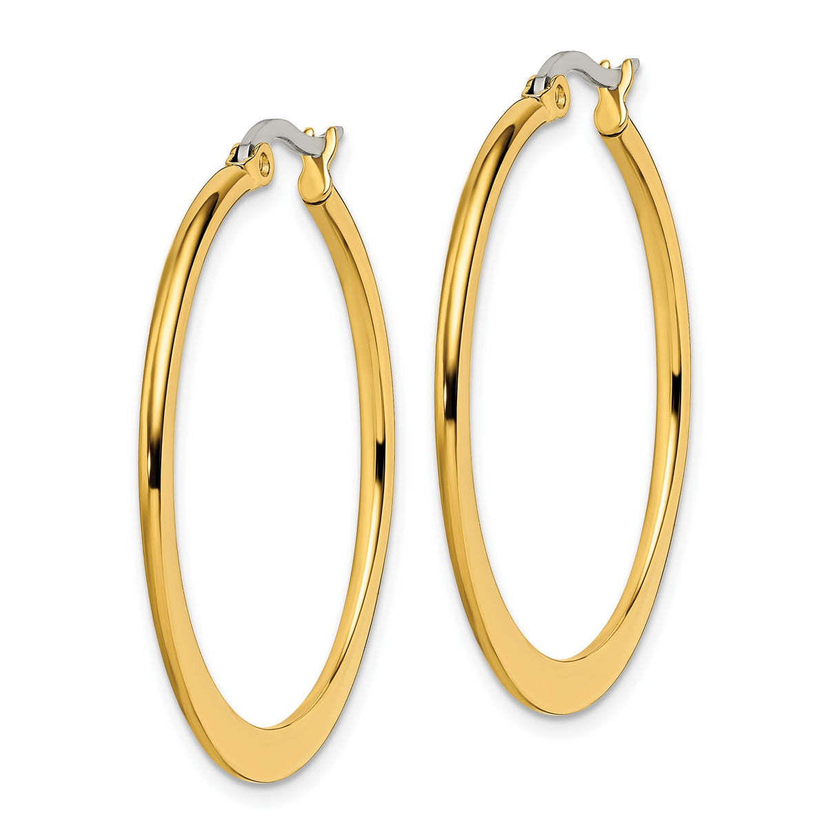 Stainless Steel Hoop Earrings, Gold Tone Classic Round Polished Minimalist Style for Women
