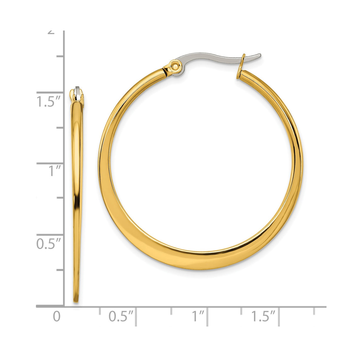 Stainless Steel Hoop Earrings, Gold Tone Classic Round Polished Minimalist Style for Women
