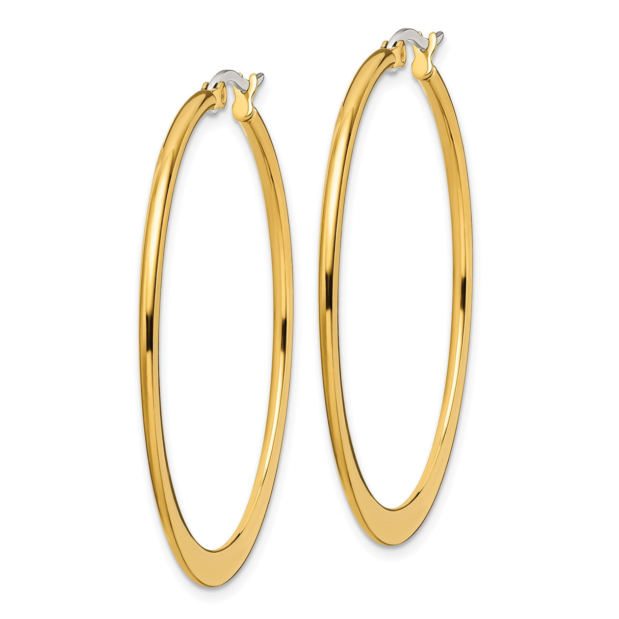 Stainless Steel Hoop Earrings, Gold Tone, Classic Round Polished Minimalist Style for Women