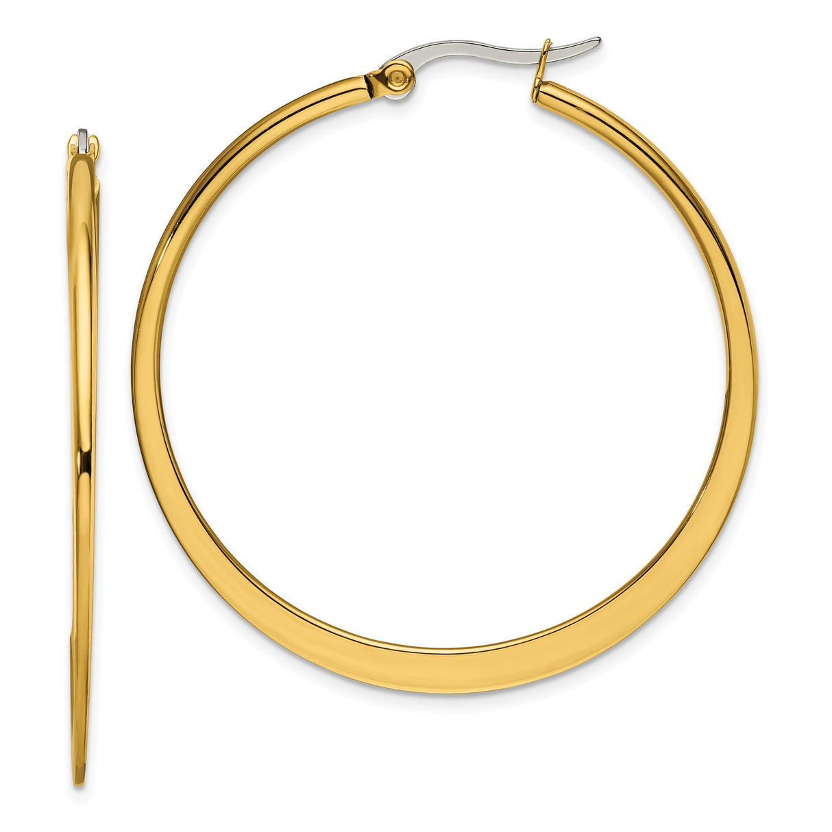 Stainless Steel Hoop Earrings, Gold Tone, Classic Round Polished Minimalist Style for Women