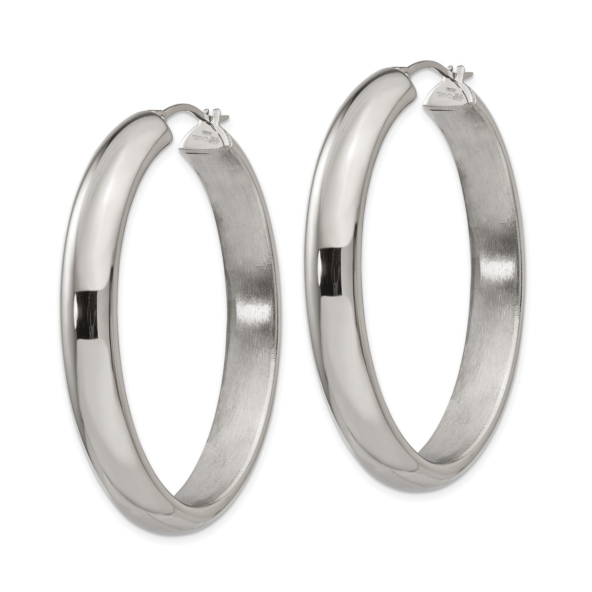 Stainless Steel Oval Hoop Earrings, High-Polish Sleek Minimalist Design for Women