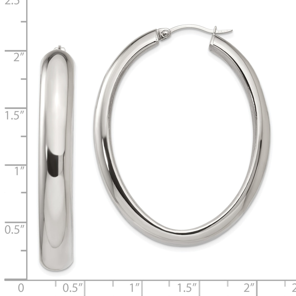 Stainless Steel Oval Hoop Earrings, High-Polish Sleek Minimalist Design for Women