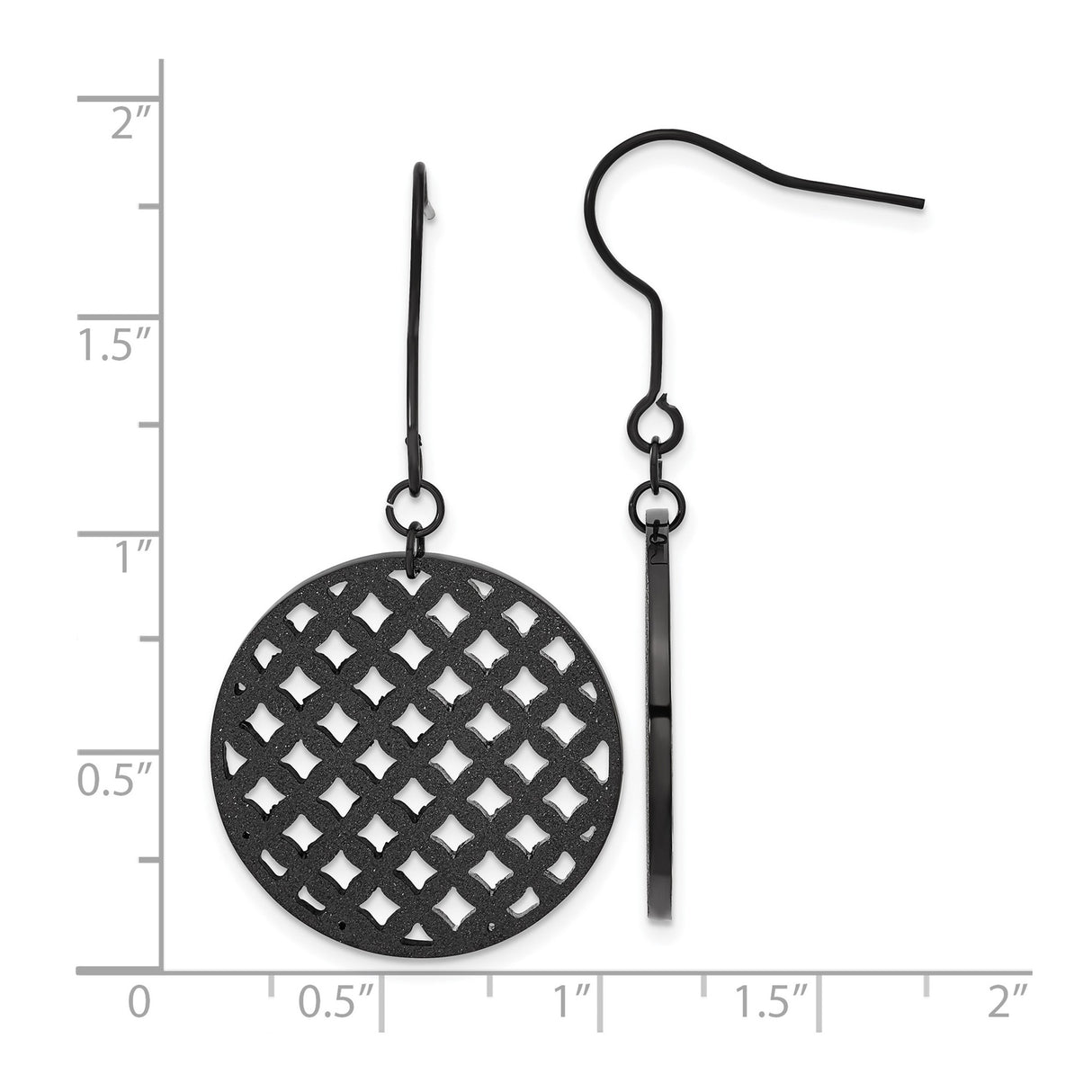 Stainless Steel Dangle Earrings, Round Lattice-Cut Disc Design, Gothic Punk Style, Nickel Free