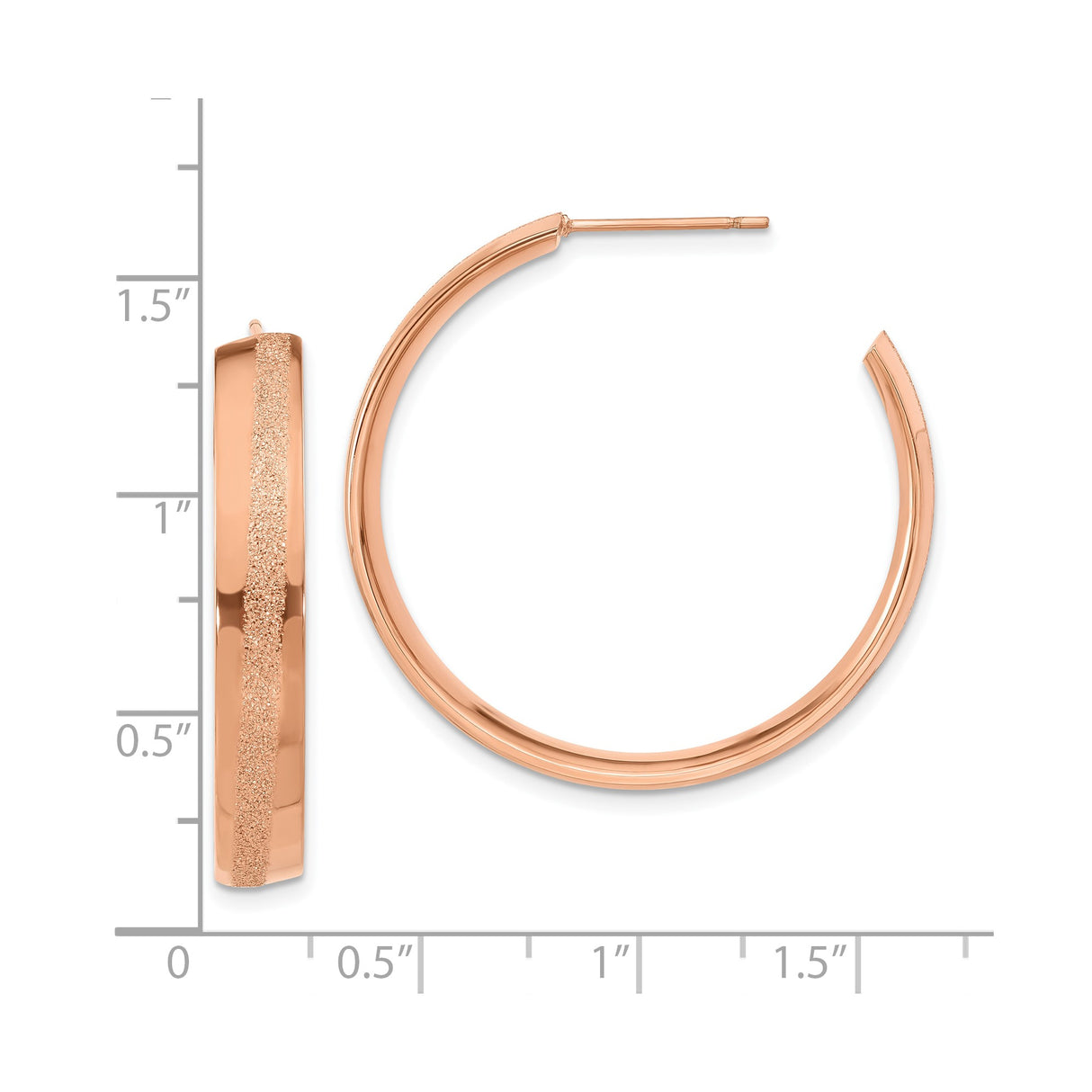 Stainless Steel Hoop Earrings with Textured Center Stripe and Polished Edges