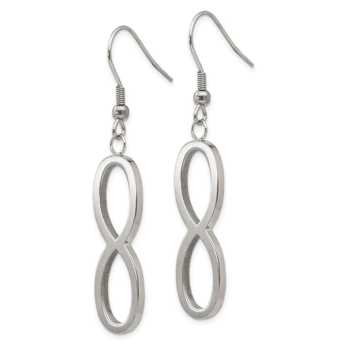 Stainless Steel Dangle Infinity Earrings with Open Infinity Symbol Design for Women