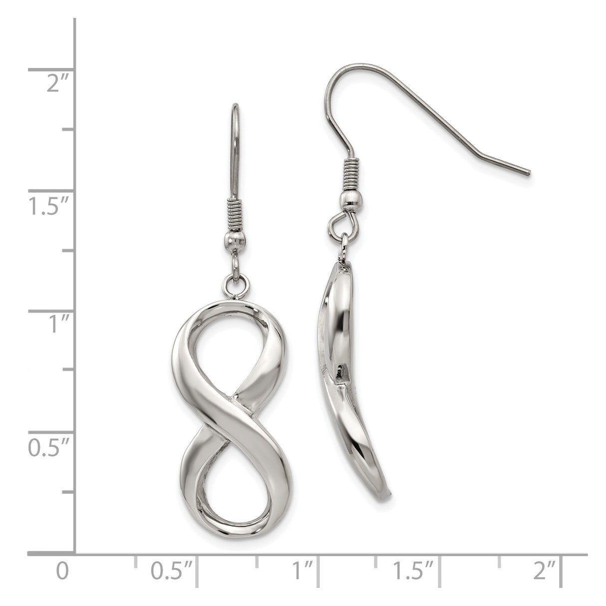 Stainless Steel Infinity Dangle Earrings, Polished Finish, Modern Minimalist Design for Women