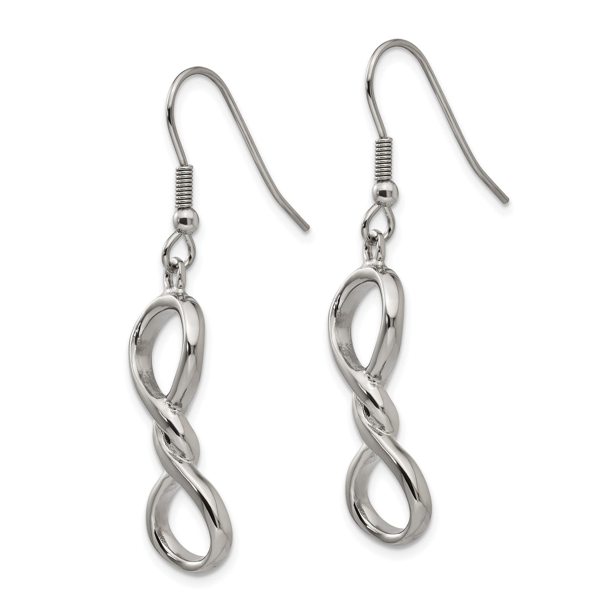 Stainless Steel Dangle Earrings with Twisted Infinity Symbol Design, Hook Style for Women