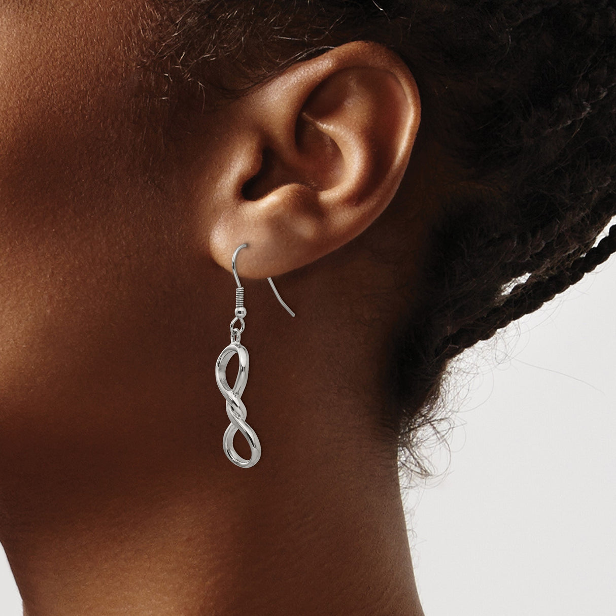 Stainless Steel Dangle Earrings with Twisted Infinity Symbol Design, Hook Style for Women