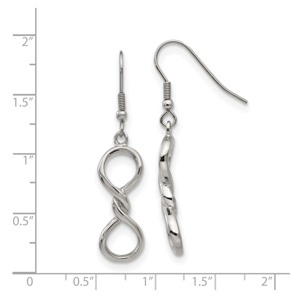Stainless Steel Dangle Earrings with Twisted Infinity Symbol Design, Hook Style for Women