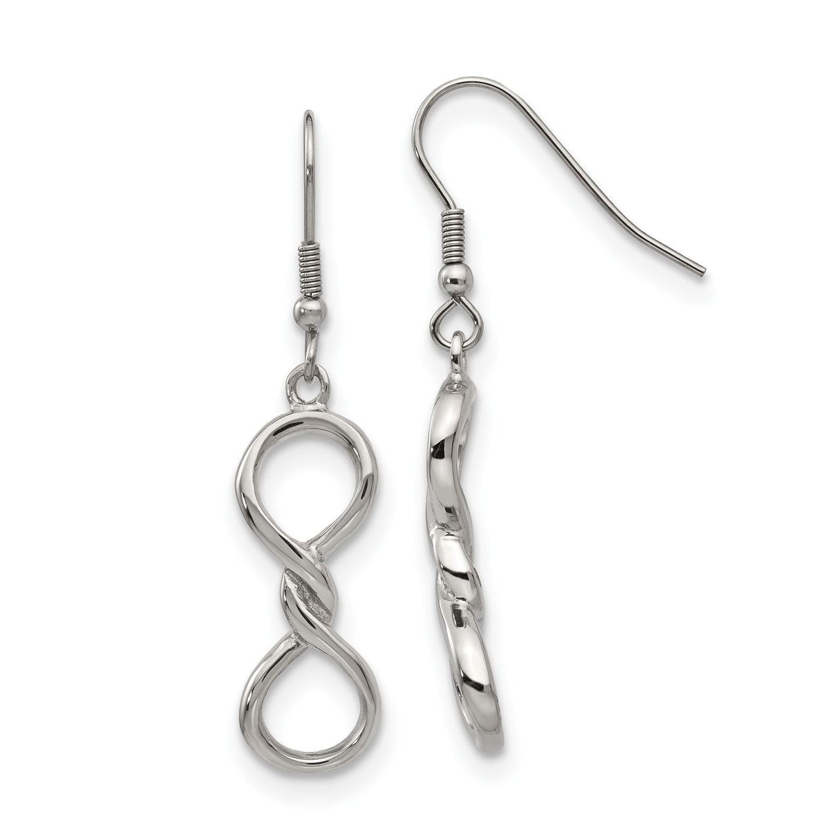 Stainless Steel Dangle Earrings with Twisted Infinity Symbol Design, Hook Style for Women