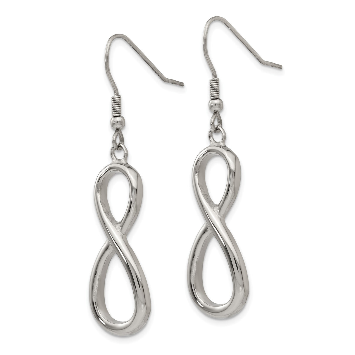 Stainless Steel Dangle Earrings, Infinity Symbol Design, Hypoallergenic Modern Jewelry for Women